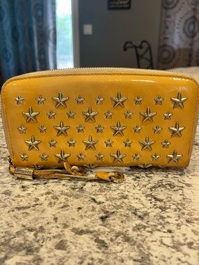 Jimmy Choo Patent Leather Star Studded Long Wallet